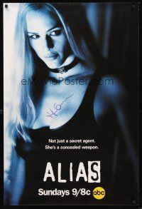 3z253 ALIAS signed TV 1sh '01 by Jennifer Garner, she's a sexy a concealed weapon!