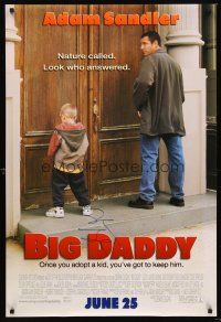 3z259 BIG DADDY signed DS advance 1sh '99 by Adam Sandler, great image & tagline!