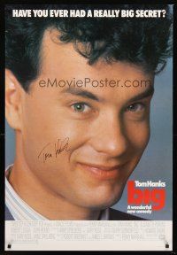3z258 BIG signed 1sh '88 by Tom Hanks, great super close smiling portrait!