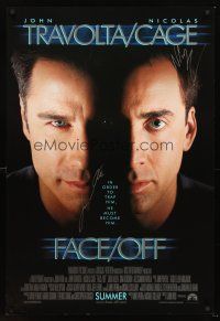 3z268 FACE/OFF signed DS int'l advance 1sh '97 by BOTH John Travolta AND Nicolas Cage, who switch faces!