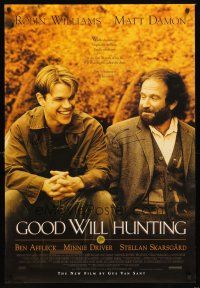 3z338 GOOD WILL HUNTING signed REPRODUCTION 1sh '00s by BOTH Robin Williams AND Matt Damon!