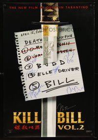 3z282 KILL BILL: VOL. 2 signed teaser 1sh '04 by Tarantino,Uma,Carradine, Hannah,Madsen,Fox AND Liu!
