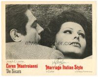 3z079 MARRIAGE ITALIAN STYLE signed LC '64 by Sophia Loren, who's close up w/Marcello Mastroianni!