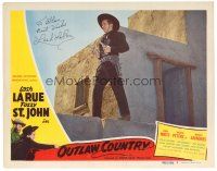 3z092 OUTLAW COUNTRY signed LC #8 '48 by Lash La Rue, who's standing on platform with guns drawn!