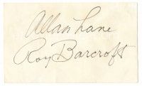 3z206 ALLAN LANE/ROY BARCROFT signed 3x5 index card '40s can be framed & displayed w/ repro still!