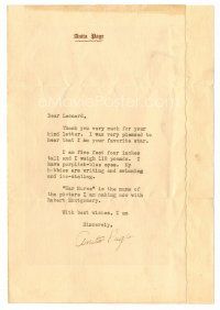3z197 ANITA PAGE signed letter '30 response to a fan letter while she was making War Nurse!