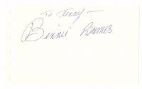3z226 BINNIE BARNES signed 3x5 paper '70s can be framed & displayed with a repro still!