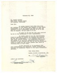 3z144 SAMUEL GOLDWYN signed contract December 21, 1949 has great content about his business!
