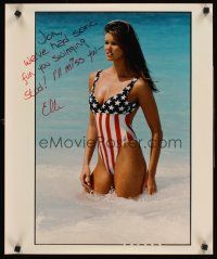 3z333 ELLE MACPHERSON signed 20x24 commercial poster '90s in patriotic swimsuit w/sexy inscription!