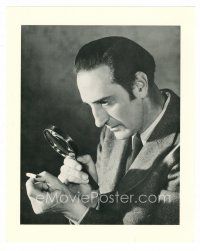 3z211 BASIL RATHBONE signed 2x4.5 index card '60s with a portrait of him as Sherlock Holmes!