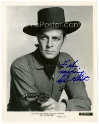 3z356 DALE ROBERTSON signed 8x10 still '53 close up as cowboy with gun from City of Bad Men!