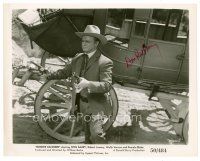 3z360 DON 'RED' BARRY signed 8x10 still '50 c/u holding two guns by stagecoach in Border Rangers!