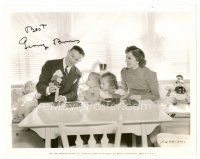 3z370 GEORGE BURNS signed candid 8x10 still '37 with Gracie Allen & kids in their first real home!