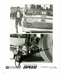 3z387 KEANU REEVES signed 8x10 still '94 cool split image of action scenes from Speed!