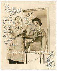 3z402 OLSEN & JOHNSON signed deluxe 8x10 still '30s wonderful wacky portrait with long inscription!