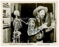 3z403 PAT BUTTRAM signed 8x10 still '52 in wacky candid with prop skeleton from Wagon Team!