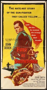 4a402 FURY AT SHOWDOWN 3sh '57 John Derek is the gun-fighter they called yellow!