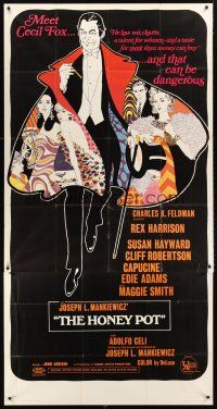 4a409 HONEY POT 3sh '67 really cool artwork of Rex Harrison & Susan Hayward!