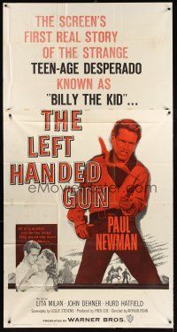 4a425 LEFT HANDED GUN 3sh '58 great image of Paul Newman as teenage desperado Billy the Kid!