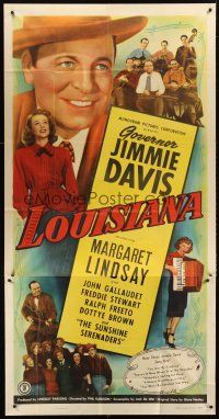 4a431 LOUISIANA 3sh '47 Governor Jimmie Davis & pretty Margaret Lindsay!