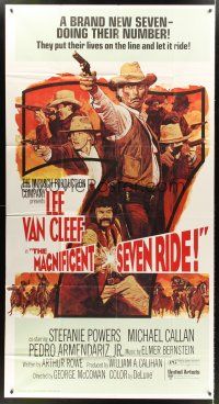 4a433 MAGNIFICENT SEVEN RIDE 3sh '72 cool artwork of cowboy Lee Van Cleef firing six-shooter!