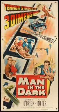 4a436 MAN IN THE DARK 3sh '53 really cool different 3-D artwork montage on film strip!