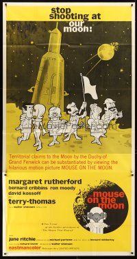 4a438 MOUSE ON THE MOON int'l 3sh '63 cool cartoon art of English astronauts on moon!