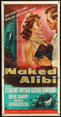 4a441 NAKED ALIBI 3sh '54 super close up art of sexy Gloria Grahame & Sterling Hayden!