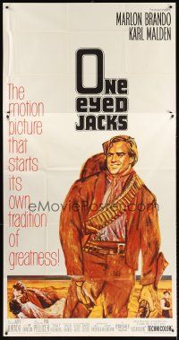4a443 ONE EYED JACKS 3sh '61 great artwork of star & director Marlon Brando with gun & bandolier!