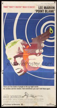 4a452 POINT BLANK 3sh '67 cool art of Lee Marvin, Angie Dickinson, John Boorman film noir!