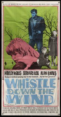 4a490 WHISTLE DOWN THE WIND style B 3sh '62 Bryan Forbes, Hayley Mills in her newest & greatest!