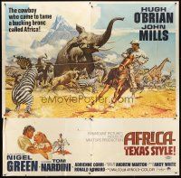 4a495 AFRICA - TEXAS STYLE 6sh '67 art of Hugh O'Brien roping zebra by stampeding animals!