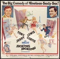 4a513 BOEING BOEING 6sh '65 different art of Tony Curtis, Jerry Lewis & sexy ladies by Jack Rickard!