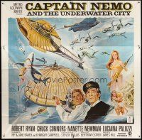 4a525 CAPTAIN NEMO & THE UNDERWATER CITY 6sh '70 artwork of cast, scuba divers & cool ship!