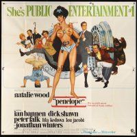 4a613 PENELOPE 6sh '66 sexiest artwork of Natalie Wood with big money bags and gun!