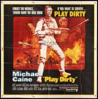 4a614 PLAY DIRTY int'l 6sh '69 cool art of WWII soldier Michael Caine with machine gun!