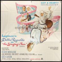 4a630 SINGING NUN 6sh '66 great artwork of Debbie Reynolds with guitar riding Vespa!