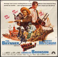 4a657 VILLA RIDES 6sh '68 art of Yul Brynner as Pancho & Robert Mitchum, Sam Peckinpah