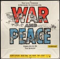 4a659 WAR & PEACE 6sh R63 art of Audrey Hepburn, Henry Fonda & Mel Ferrer, Leo Tolstoy epic!