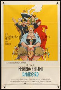 4a734 AMARCORD Argentinean '74 Federico Fellini classic comedy, Juliano Geleng artwork!