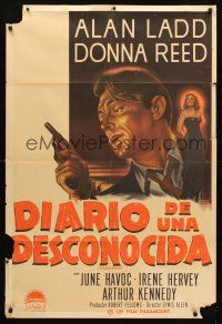 4a765 CHICAGO DEADLINE Argentinean '49 cool art of Alan Ladd & Donna Reed film noir!