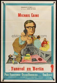 4a814 FUNERAL IN BERLIN Argentinean '67 Michael Caine pointing gun, directed by Guy Hamilton!
