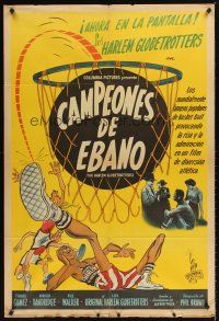4a828 HARLEM GLOBETROTTERS Argentinean '51 cool different art, black African-American basketball!