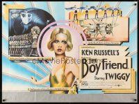4a015 BOY FRIEND blue style British quad '72 cool art of sexy Twiggy, Ken Russell directed!