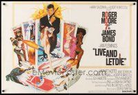 4a048 LIVE & LET DIE British quad '73 art of Roger Moore as James Bond by Robert McGinnis!