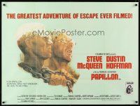 4a067 PAPILLON British quad '73 great art of prisoners Steve McQueen & Dustin Hoffman by Tom Jung!