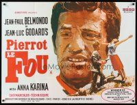4a069 PIERROT LE FOU British quad '66 Jean-Luc Godard, Jean-Paul Belmondo, Anna Karina!