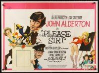 4a070 PLEASE SIR British quad '71 John Alderton, English comedy, wacky artwork!