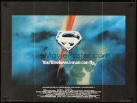 4a098 SUPERMAN British quad '78 wonderful artwork of shield in clouds by Bob Peak!