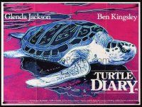 4a108 TURTLE DIARY British quad '85 fantastic art of sea turtle on the beach by Andy Warhol!